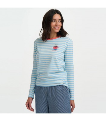 Sugarhill Brighton Brunswick Jersey Top (Off White/Blue) SS26